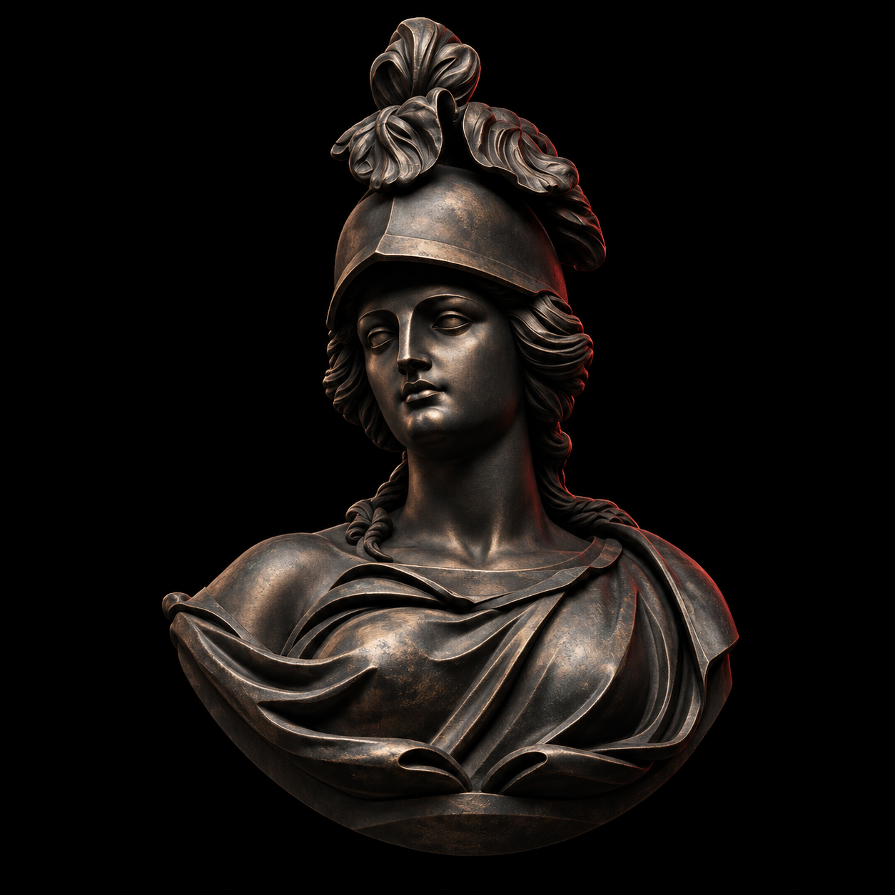 A sculptural portrait of Bellona in a crested helmet